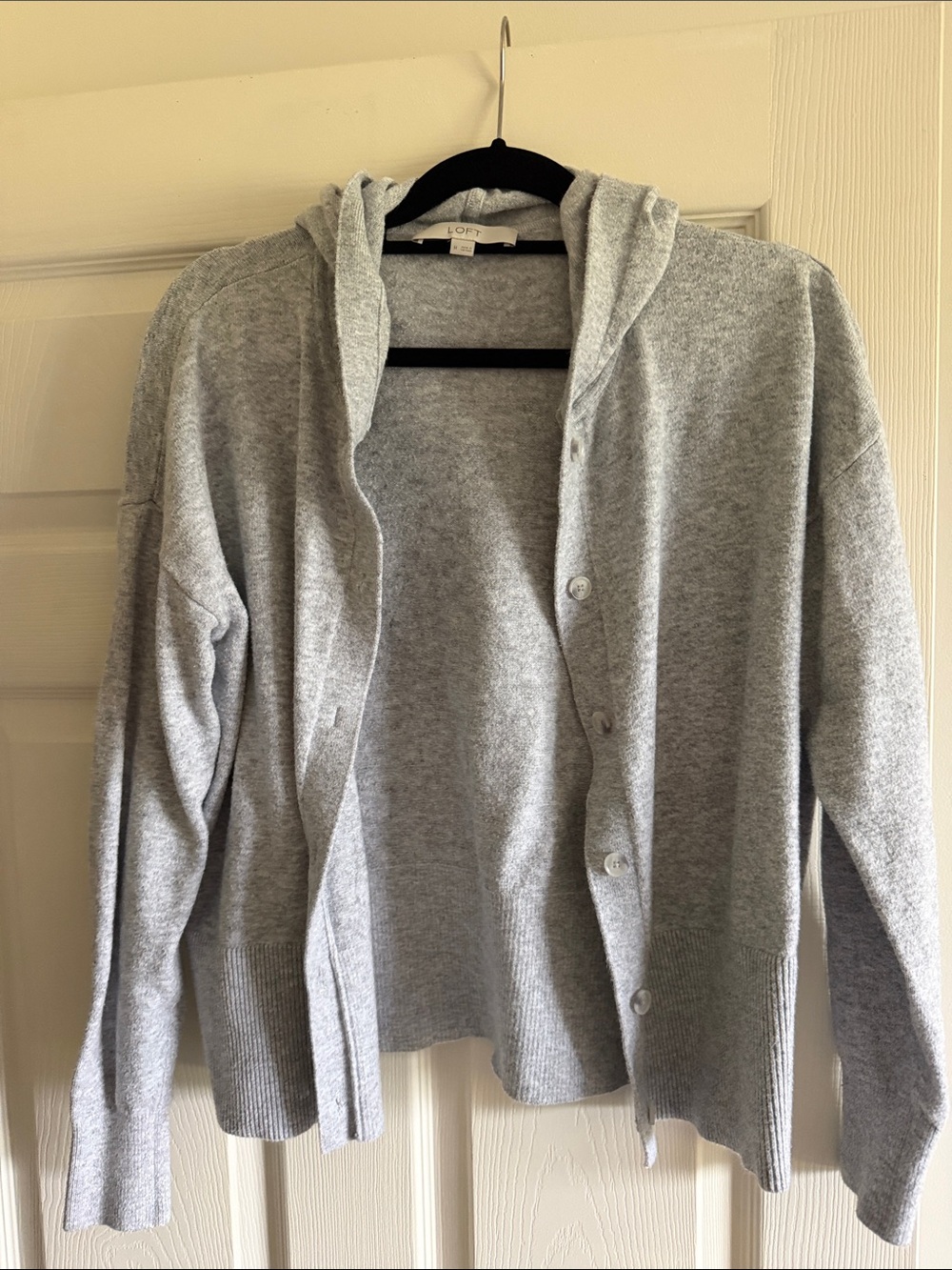 LOFT Men’s Heather Gray Hooded Button Cardigan